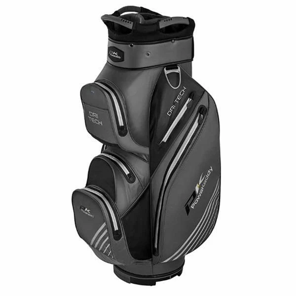 PowaKaddy Dri-Tech Cart Bag Titanium Black Silver 1 PowaKaddy Dri-Tech Cart Bag Titanium Black Silver