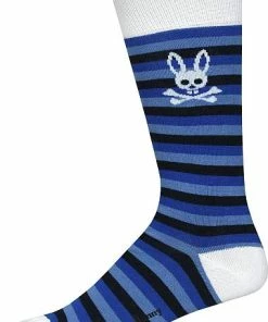 Psycho Bunny Striped Crew Golf Socks - Single Pairs -Cheap Accessories Store B6F230S1PB 100