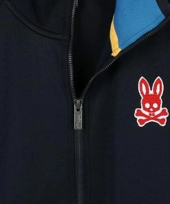 Psycho Bunny Alston Stitched Logo Full-Zip Golf Jackets -Cheap Accessories Store B6S115Q1CP NVY mat