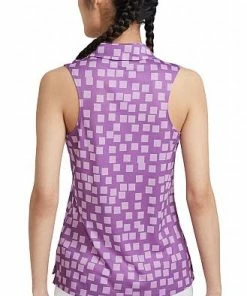 Nike Women's Dri-FIT Grid Print Sleeveless Golf Shirts - Previous Season Style - ON SALE -Cheap Accessories Store CU9405 570 PHSBM001 2000