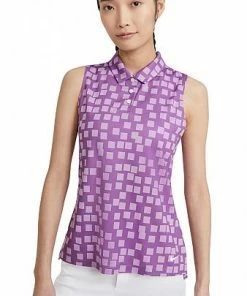 Nike Women's Dri-FIT Grid Print Sleeveless Golf Shirts - Previous Season Style - ON SALE -Cheap Accessories Store CU9405 570 PHSFM001 2000