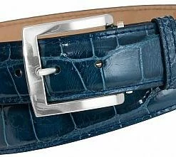 Links & Kings American Alligator Leather Golf Belts -Cheap Accessories Store Denim Glossy Alligator LKAAG04D04N40