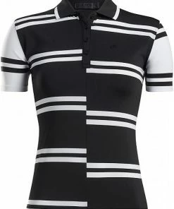G/Fore Women's Offset Stripe Golf Shirts -Cheap Accessories Store G4LF21K04 ONYX