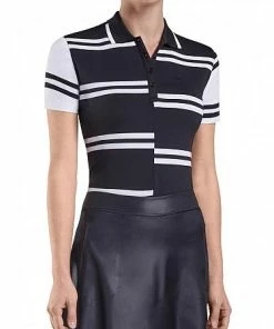 G/Fore Women's Offset Stripe Golf Shirts -Cheap Accessories Store G4LF21K04 ONYX life