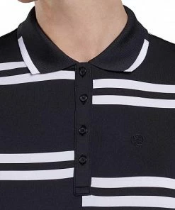 G/Fore Women's Offset Stripe Golf Shirts -Cheap Accessories Store G4LF21K04 ONYX life4