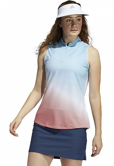 Adidas Women's AEROREADY Gradient Sleeveless Golf Shirts - ON SALE 2 Adidas Women's AEROREADY Gradient Sleeveless Golf Shirts - ON SALE - Image 2