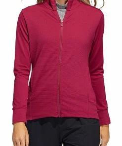 Adidas Women's Textured Full-Zip Golf Jackets - Previous Season Style - ON SALE 9 Adidas Women's Textured Full-Zip Golf Jackets - Previous Season Style - ON SALE -Cheap Accessories Store HA3383 4 APPAREL On Model Front View transparent