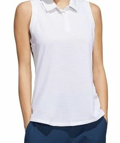 Adidas Women's Solid Sleeveless Golf Shirts - ON SALE -Cheap Accessories Store HG4893 4 APPAREL On Model Front View transparent