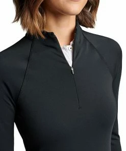 Peter Millar Women's Perth Raglan-Sleeve Quarter-Zip Golf Pullovers -Cheap Accessories Store LE0EK43 BLK ALT Z