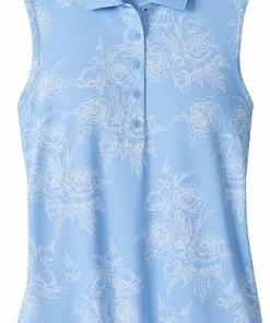 Peter Millar Women's Performance Sleeveless Golf Shirts - Cottage Blue Garden Floral -Cheap Accessories Store LF22EK02S CBGRF