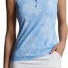 Peter Millar Women's Performance Sleeveless Golf Shirts - Cottage Blue Garden Floral