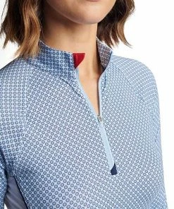 Peter Millar Women's Lightweight Sun Comfort Golf Base Layers - Cottage Blue Bullseye -Cheap Accessories Store LF22EK07 CBBN ALT Z