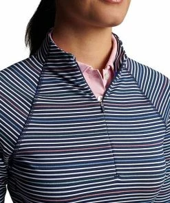 Peter Millar Women's Perth Raglan-Sleeve Metallic Stripe Quarter-Zip Golf Pullovers -Cheap Accessories Store LF22EK43C PINSN ALT Z