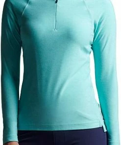 Peter Millar Women's Perth Melange Raglan-Sleeve Quarter-Zip Golf Pullovers - Morning Dew