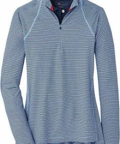 Peter Millar Women's Perth Raglan-Sleeve Quarter-Zip Golf Pullovers - Bakers Bubbles Navy -Cheap Accessories Store LF22EK43 BBLN
