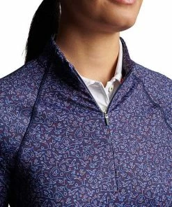Peter Millar Women's Perth Raglan-Sleeve Quarter-Zip Golf Pullovers - Fly High Score Low Navy -Cheap Accessories Store LF22EK43 FHNAV ALT Z