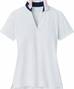 Peter Millar Women's Louise Eyelet Collar Drop-V Golf Shirts 10 Peter Millar Women's Louise Eyelet Collar Drop-V Golf Shirts -Cheap Accessories Store LF22EK64 WHT