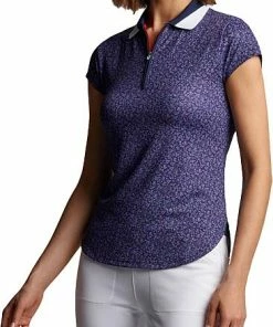 Peter Millar Women's Bianca Cap-Sleeve Quarter-Zip Golf Shirts