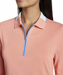 Peter Millar Women's Bianca Zip Long Sleeve Golf Shirts -Cheap Accessories Store LS22EK28 SAFF ALT Z