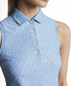 Peter Millar Women's Banded Sleeveless Golf Shirts - Blue Necessities -Cheap Accessories Store LS23EK12S BLNEC ALT Z