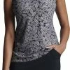 Peter Millar Women's Banded Sleeveless Golf Shirts - Black Palm Frond