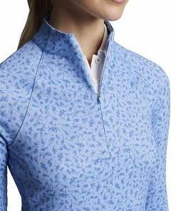 Peter Millar Women's Perth Raglan-Sleeve Quarter-Zip Golf Pullovers - Blue English Floral -Cheap Accessories Store LS23EK43 BENGF ALT Z