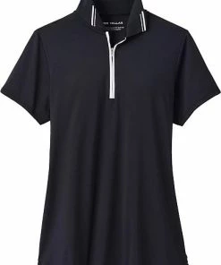 Peter Millar Women's Chrissie Quarter-Zip Golf Shirts -Cheap Accessories Store LS23EK70 BLK