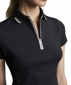 Peter Millar Women's Chrissie Quarter-Zip Golf Shirts -Cheap Accessories Store LS23EK70 BLK ALT Z