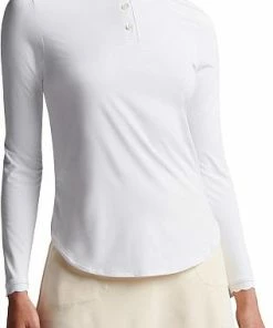 Peter Millar Women's Opal Stretch Jersey Long Sleeve Golf Shirts -Cheap Accessories Store LS23EK71 WHT ALT A CF