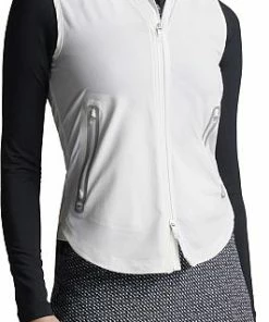 Peter Millar Women's Jameson Flex Adapt Hooded Full-Zip Golf Vests -Cheap Accessories Store LS23EZ14 WHT ALT A CF