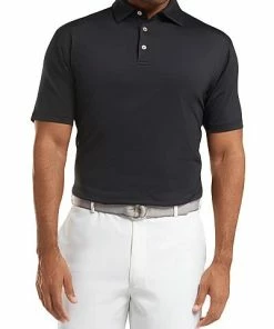Peter Millar Solid Stretch Jersey Golf Shirts -Cheap Accessories Store ME0EK01S blk frnt