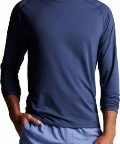 Peter Millar Aurora Performance Long Sleeve Casual T-Shirts -Cheap Accessories Store ME0EK301 NAV ALT A CF