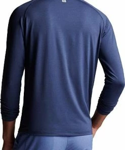 Peter Millar Aurora Performance Long Sleeve Casual T-Shirts -Cheap Accessories Store ME0EK301 NAV ALT B CF
