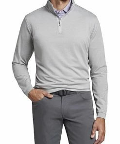 Peter Millar Perth Melange Performance Quarter-Zip Golf Pullovers