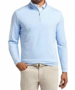 Peter Millar Perth Stretch Loop Terry Mini Stripe Quarter-Zip Golf Pullovers