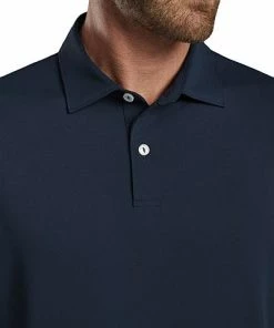 Peter Millar Crown Crafted Solid Performance Jersey Golf Shirts - Tour Fit -Cheap Accessories Store ME0EK500S NAV LIFE3