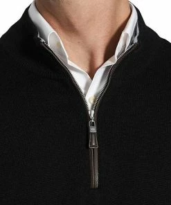 Peter Millar Crown Soft Nappa Trim Quarter-Zip Golf Pullovers -Cheap Accessories Store MF20S60 BLK detail 1