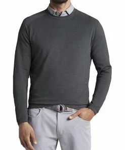 Peter Millar Cradle Performance Crewneck Golf Pullovers -Cheap Accessories Store MF21EK43 BLK life2