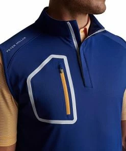 Peter Millar Forge Performance Quarter-Zip Golf Vests -Cheap Accessories Store MF22EK42C SNV ALT Z
