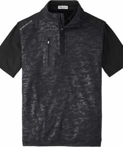 Peter Millar Forge Camo Performance Quarter-Zip Golf Vests -Cheap Accessories Store MF22EK42D BLK