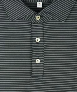 Peter Millar Lyons Stripe Performance Long Sleeve Golf Shirts -Cheap Accessories Store MF22EK81ELS BLK mat