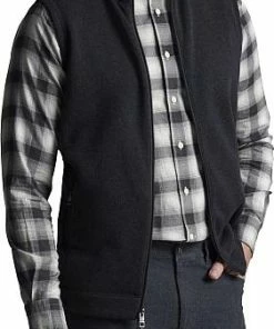 Peter Millar Crown Sweater Fleece Full-Zip Golf Vests -Cheap Accessories Store MF22K61 BLK ALT A CF