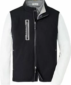 Peter Millar Hyperlight Fuse Hybrid Colorblock Full-Zip Golf Vests -Cheap Accessories Store MS21EZ51 BLK