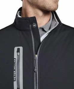 Peter Millar Hyperlight Fuse Hybrid Colorblock Full-Zip Golf Vests -Cheap Accessories Store MS21EZ51 BLK ALT C