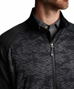 Peter Millar Merge Elite Hybrid Full-Zip Golf Jackets - Black Camo -Cheap Accessories Store MS23EZ45A BLK ALT C