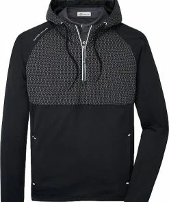 Peter Millar Weld Reflect Hybrid Half-Zip Casual Hoodies -Cheap Accessories Store MS23EZ53B BLK front