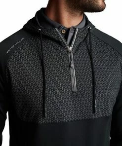 Peter Millar Weld Reflect Hybrid Half-Zip Casual Hoodies -Cheap Accessories Store MS23EZ53B BLK ALT C