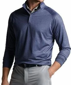 Peter Millar Crown Crafted Stealth Paisley Performance Quarter-Zip Golf Pullovers - Tour Fit