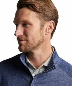 Peter Millar Crown Crafted Stealth Paisley Performance Quarter-Zip Golf Pullovers - Tour Fit -Cheap Accessories Store MS23XK60A NAV ALT B
