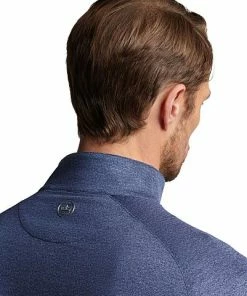 Peter Millar Crown Crafted Stealth Paisley Performance Quarter-Zip Golf Pullovers - Tour Fit -Cheap Accessories Store MS23XK60A NAV ALT C